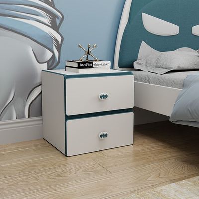 Knight 120x200 Bedroom Set With Upholstered Headboard-White+Teal Blue