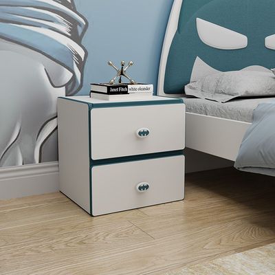 Knight 120x200 Bedroom Set With Upholstered Headboard-White+Teal Blue Knight 120x200 Bedroom Set With Upholstered Headboard-White+Teal Blue