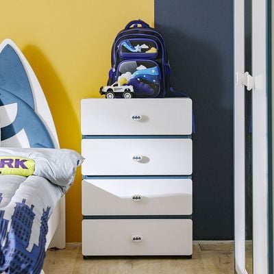 Knight 120x200 Bedroom Set With Upholstered Headboard-White+Teal Blue