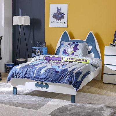 Knight 120x200 Bedroom Set With Upholstered Headboard-White+Teal Blue