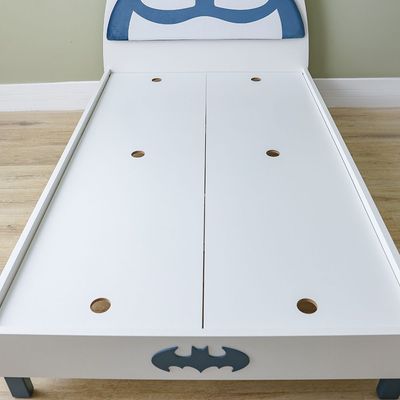 Knight 120x200 Bed With Upholstered Headboard-White+Teal Blue