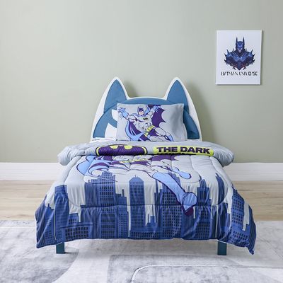 Knight 120x200 Bed With Upholstered Headboard-White+Teal Blue