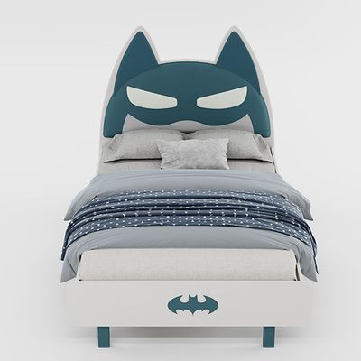 Knight 120x200 Bed W/Upholstered Headboard-White+Teal Blue Knight 120x200 Bed W/Upholstered Headboard-White+Teal Blue