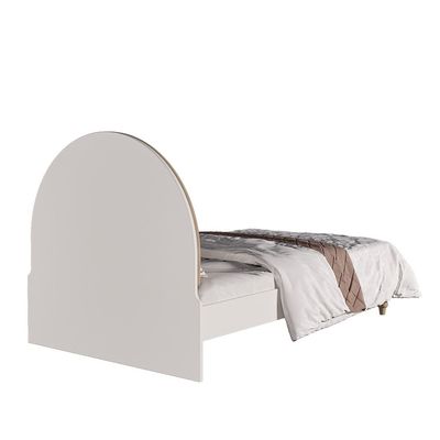 Caramel 120x200 Bed With Upholstered Headboard-White+Brown