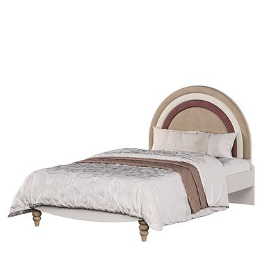 Caramel 120x200 Bed With Upholstered Headboard-White+Brown