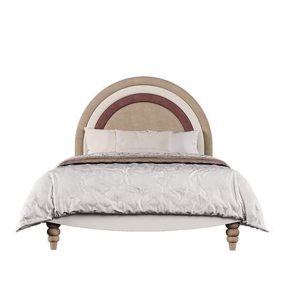 Caramel 120x200 Bed With Upholstered Headboard-White+Brown