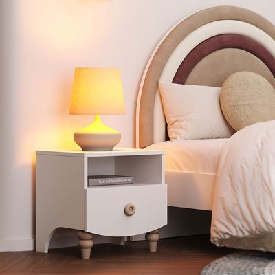 Caramel 1Drawer Nightstand-White+Brown