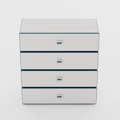 Knight 4Drawers Dresser-White+Teal Blue
