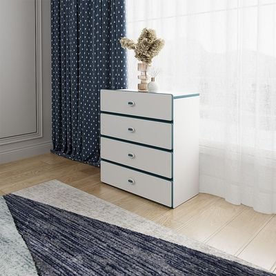 Knight 4Drawers Dresser-White+Teal Blue