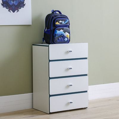 Knight 4Drawers Dresser-White+Teal Blue