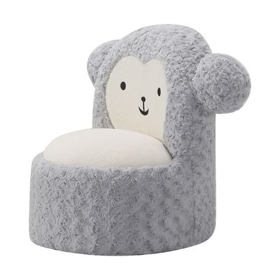 Fluffy Momo Kids Chair-Light Grey+White