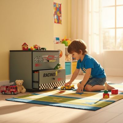 Ranger 2Drawers Nightstand-Black & Grey