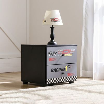 Ranger 2Drawers Nightstand-Black & Grey