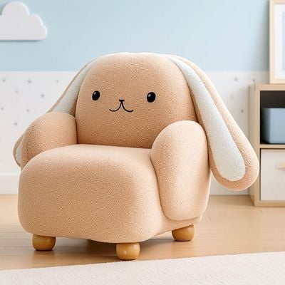 Floppy Ears Kids Chair-Light Beige+White