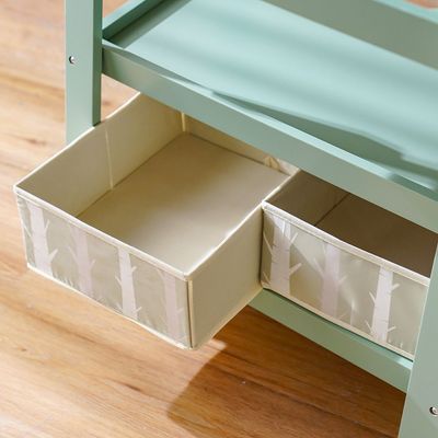 Little Bear Easel White+Black Board With 2 Fabric Storage Organiser/ Writing Paper Roll & Cup Holder-Green