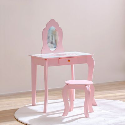 Candy Vanity Set With Mirror+Stool & 1Drawer-Pink