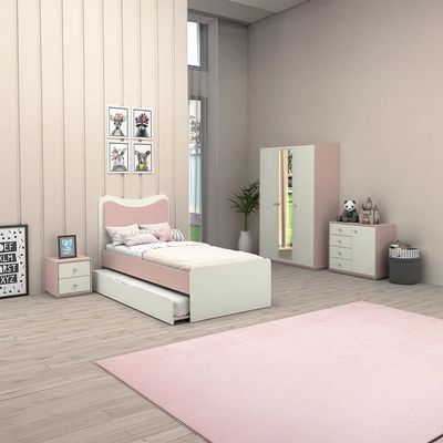 Candy 90x200 Trundle Bedroom Set-Blush Pink+Cream