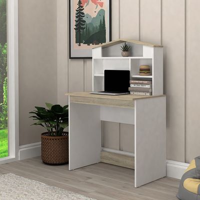 Stanley-V2 Study Desk With Hutch-Sonoma Oak & White