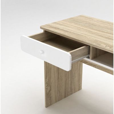 Kinder Study Desk With 1 Drawer-White & Sonoma Oak