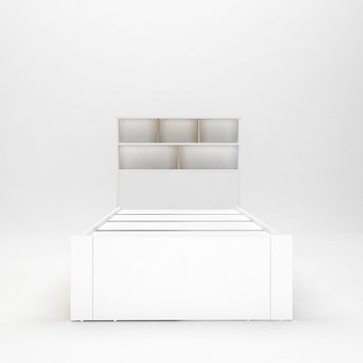 Kinder 90x200 Kids Bed With Storage Headboard & 2Side Drawers-White & Sonoma Oak