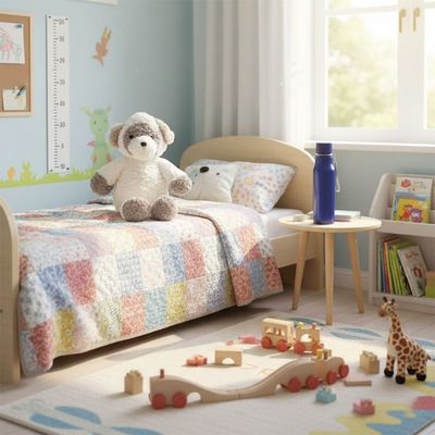 Bear Plush Soft Toy 42cm-White & Grey