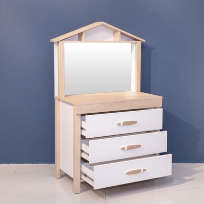 Little House Kids Dresser with Mirror - White / Beech