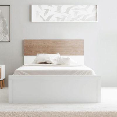Aurora 120X200 Single Bed - White / Natural Oak