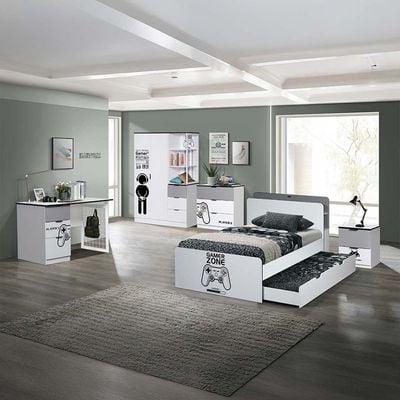 Gamerzone  Bedroom Set with USB-White & Grey