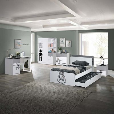 Gamerzone 90X190 Trundle Bed-White & Grey (Bed Sold Seperately)