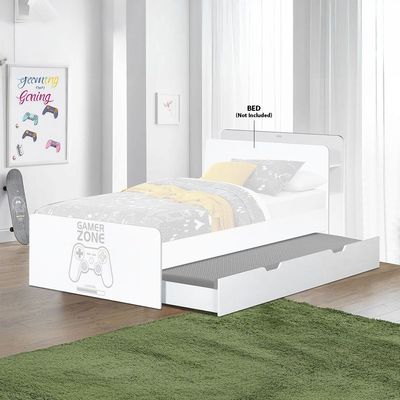 Gamerzone 90X190 Trundle Bed-White & Grey (Bed Sold Seperately)