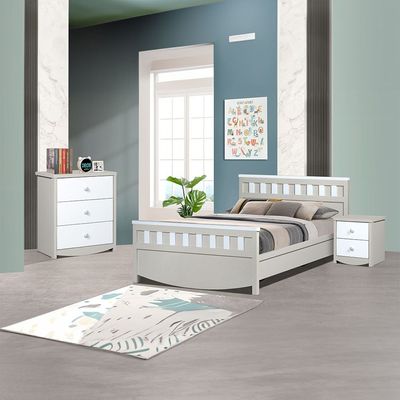 Hazel 90x200 Bedroom Set - Light Beige/White - With 2-Year Warranty