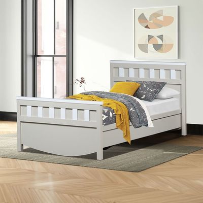 Hazel 90x200 Bed - Light Beige/White - With 2-Year Warranty