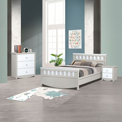 Hazel 120x200 Bedroom Set - Light Beige/White - With 2-Year Warranty