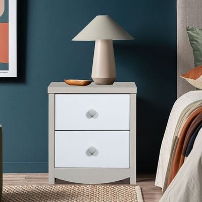 Hazel 2-Drawers Nighstand-Light Beige & White