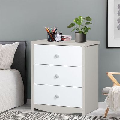 Hazel 3-Drawers Dresser-Light Beige & White