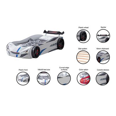 Kinder Racer 90X190 Car Bed-White