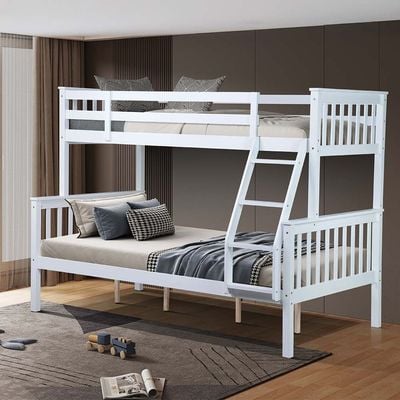 Derby 90x200/120x200 Solid Wood Twin Bunk Bed - White - With 2-Year Warranty