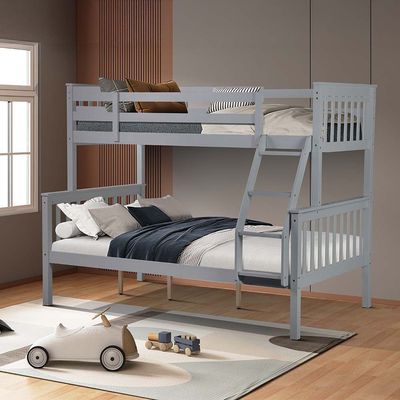 Derby 90x200/120x200 Solid Wood Twin Bunk Bed - Grey - With 2-Year Warranty