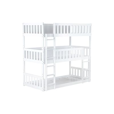 Derby Climber 90x200 Solid Wood Triple Bunk Bed - White - With 2-Year Warranty