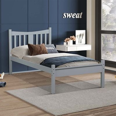 Derby Solo 90x200 Solid Wood Single Bed - Grey - With 2-Year Warranty