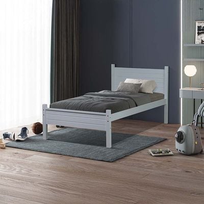 Derby Aspen 90x200 Solidwood Single Bed-Grey