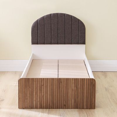 Golf 90X200 Upholstered Bed W/Usb-Walnut & Cream