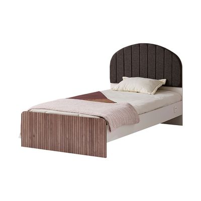 Golf 90X200 Upholstered Bed W/Usb-Walnut & Cream