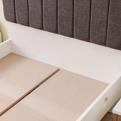 Golf 90X200 Upholstered Bed W/Usb-Walnut & Cream