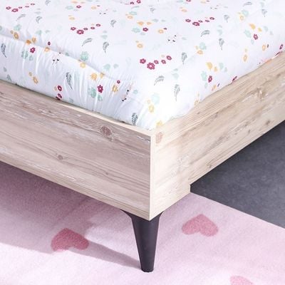 Bliss 120X200 Upholstered Bedroom Set W/Usb-Oak & Pink