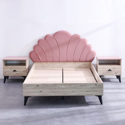 Bliss 120X200 Upholstered Bed W/Usb-Oak & Pink