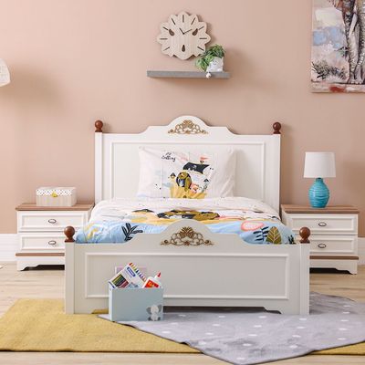 Eva 120x200 Single Bed with USB - Cream/Oak - With 5-Year Warranty