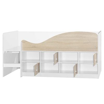 Kinder 90x190 Cabin Bed with Storage - White & Sonoma Oak - With 2-Year Warranty