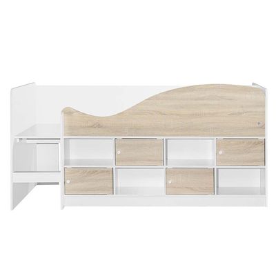 Kinder 90x190 Cabin Bed with Storage - White & Sonoma Oak - With 2-Year Warranty