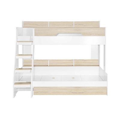 Kinder 90/120x200 Dual Size Kids’ Bunk Bed with Drawer Storage - White & Sonoma Oak - With 2-Year Warranty